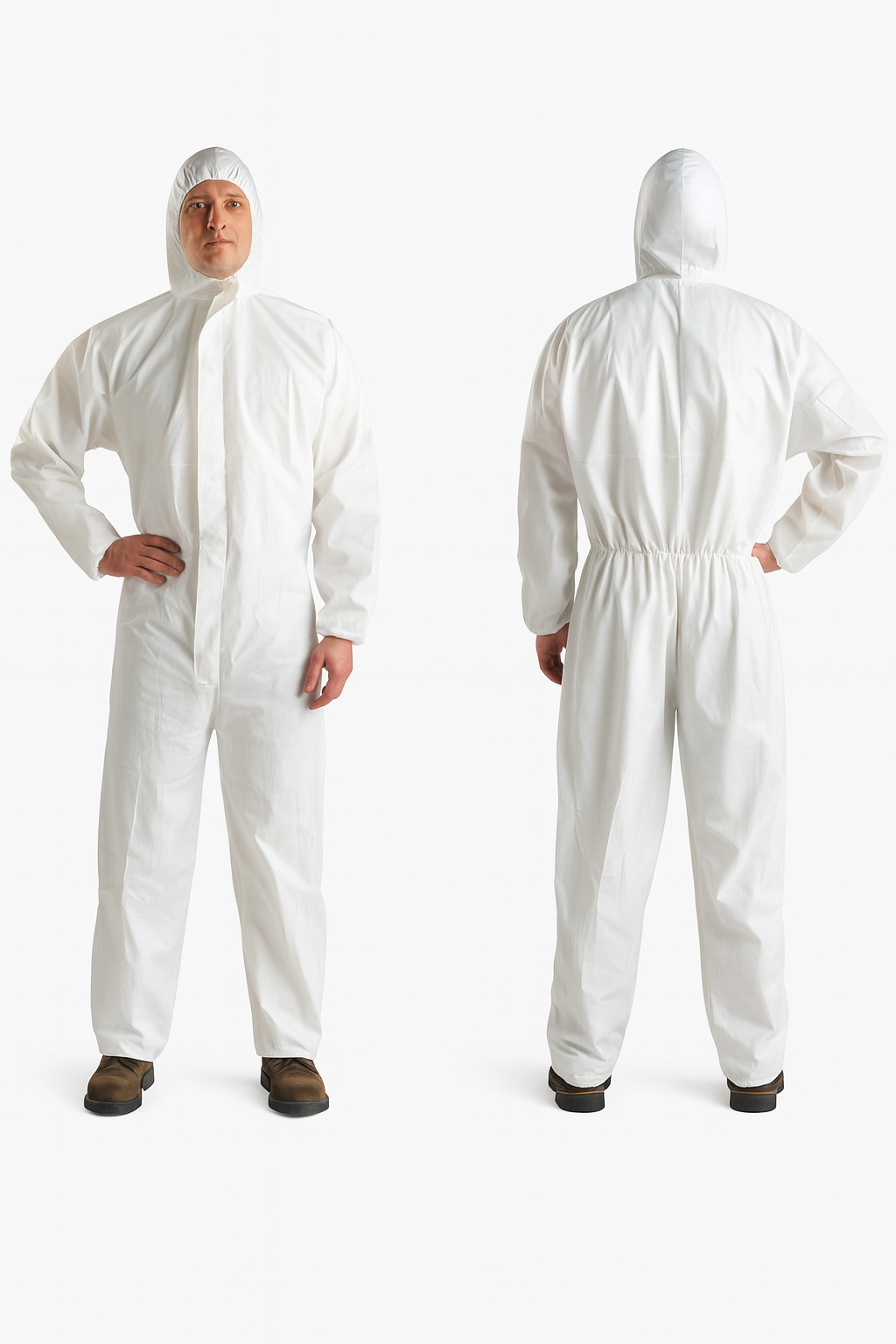 White Non FR suits (L-4X) hooded - View 3
