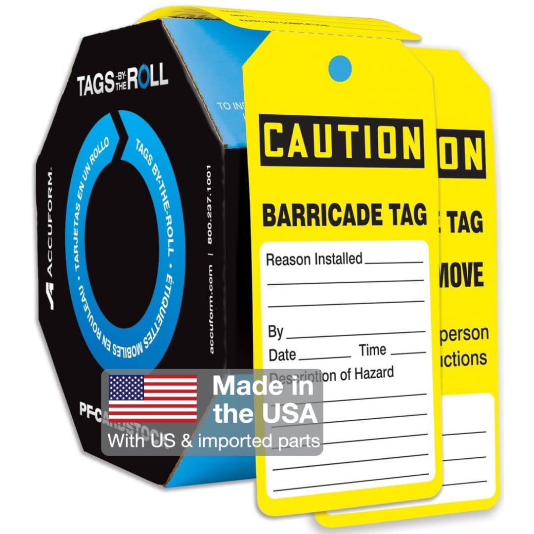 Yellow Caution Roll barricade Tags
