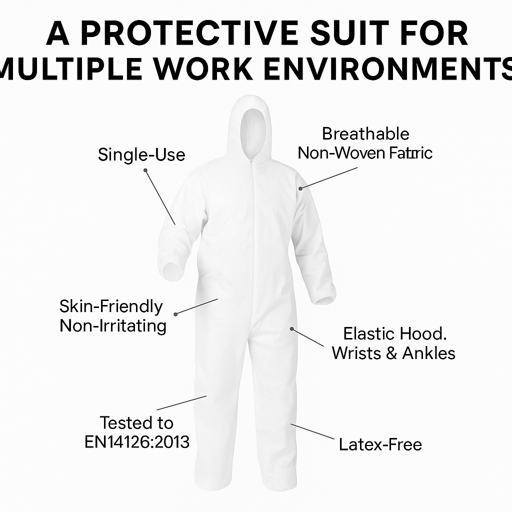 White Non FR suits (L-4X) hooded - View 4