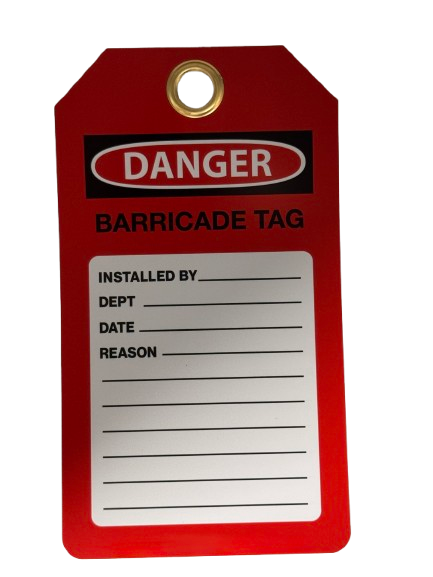 Red Danger Vinyl barricade Tags