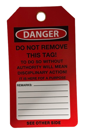 Red Danger Vinyl barricade Tags - View 2