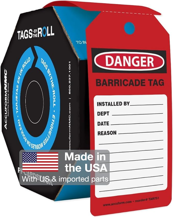 Red Danger Roll barricade Tags